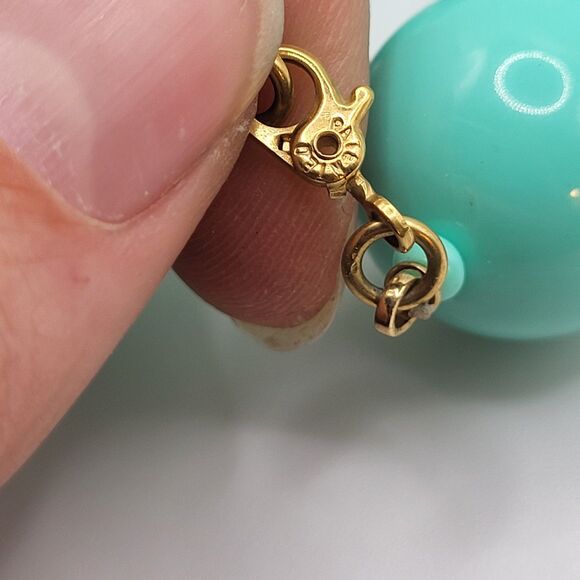 Vintage 60s Monet Chunky Teal Turquoise Acrylic Beads 18in - Picture 5 of 5